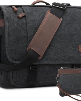 Nerlion 17-17.3″ Men’s Water-resistant Canvas Laptop Messenger Bag, Dark Gray