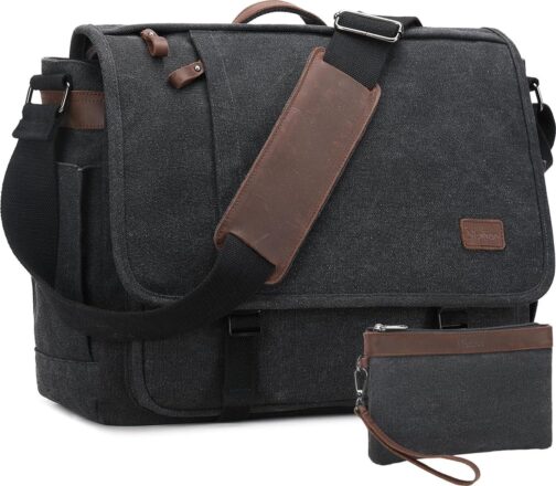 Nerlion 17-17.3" Men's Water-resistant Canvas Laptop Messenger Bag, Dark Gray