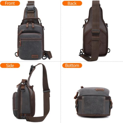 Nerlion Sling Bag for Men Waxed Canvas Crossbody Bag Chest Bag Water Resistant Shoulder Bag Casual Daypack - Image 9