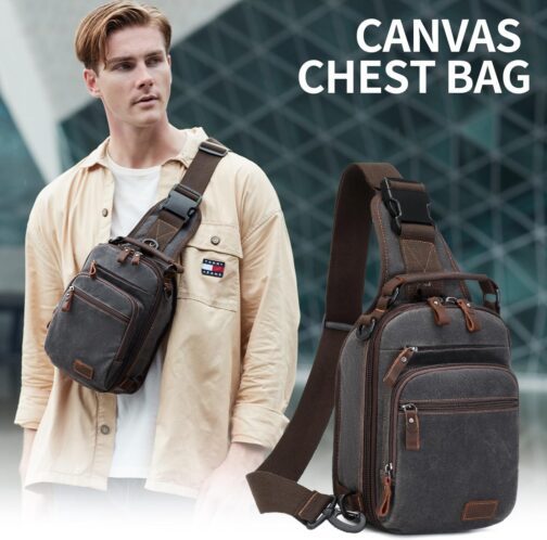 Nerlion Sling Bag for Men Waxed Canvas Crossbody Bag Chest Bag Water Resistant Shoulder Bag Casual Daypack - Image 2
