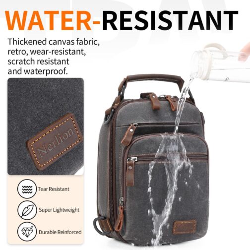 Nerlion Sling Bag for Men Waxed Canvas Crossbody Bag Chest Bag Water Resistant Shoulder Bag Casual Daypack - Image 8