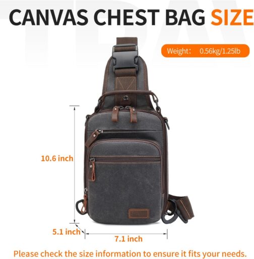 Nerlion Sling Bag for Men Waxed Canvas Crossbody Bag Chest Bag Water Resistant Shoulder Bag Casual Daypack - Image 3