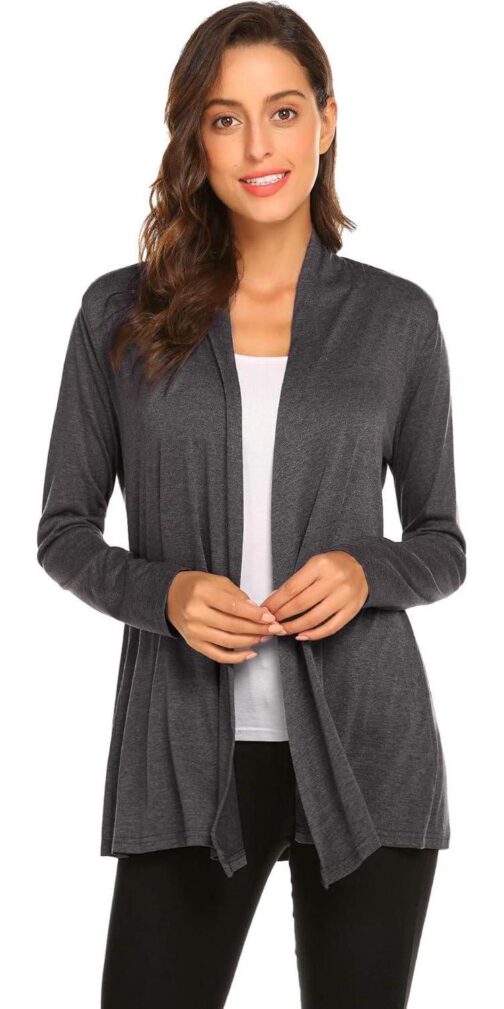 Newchoice Womens Casual Lightweight Long Sleeve Cardigan Soft Drape Open Front Fall Dusters (S-3XL)