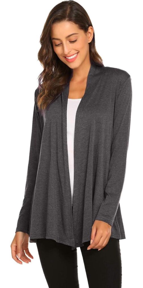 Newchoice Womens Casual Lightweight Long Sleeve Cardigan Soft Drape Open Front Fall Dusters (S-3XL) - Image 3