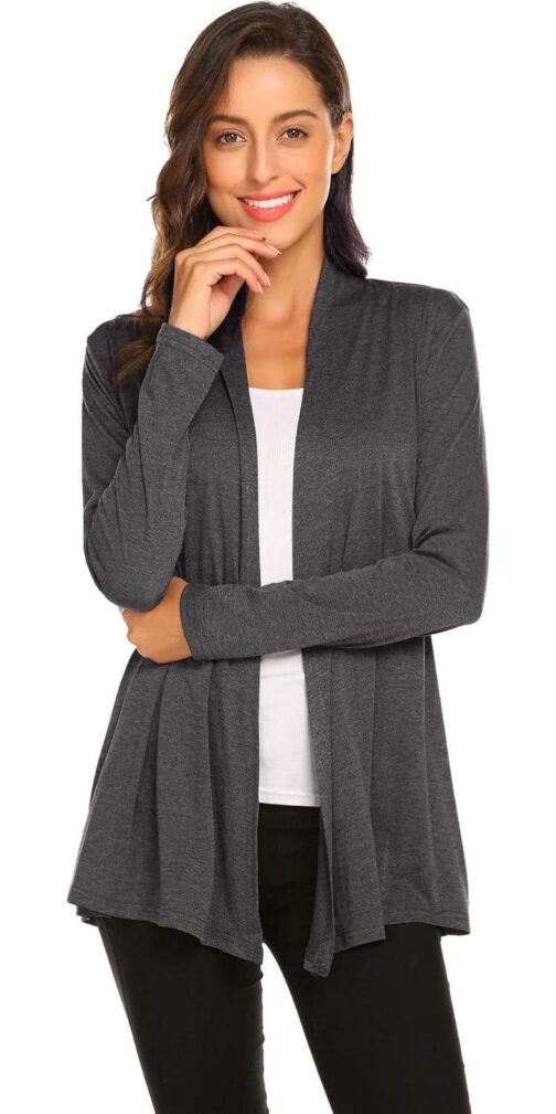 Newchoice Womens Casual Lightweight Long Sleeve Cardigan Soft Drape Open Front Fall Dusters (S-3XL) - Image 4