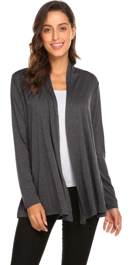 Newchoice Womens Casual Lightweight Long Sleeve Cardigan Soft Drape Open Front Fall Dusters (S-3XL) - Image 2
