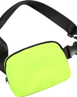ODODOS Unisex Mini Belt Bag with Adjustable Strap Small Fanny Pack for Workout Running Traveling Hiking, Neon Green