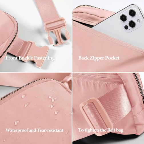 ODODOS Unisex Mini Belt Bag with Adjustable Strap Small Fanny Pack for Workout Running Traveling Hiking, Light Pink - Image 5