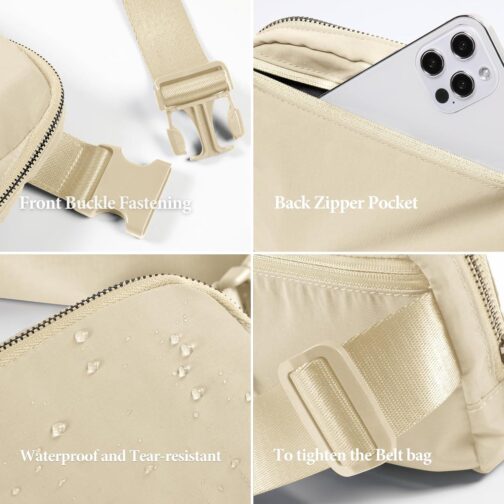 ODODOS Unisex Mini Belt Bag with Adjustable Strap Small Fanny Pack for Workout Running Traveling Hiking, Ivory - Image 5