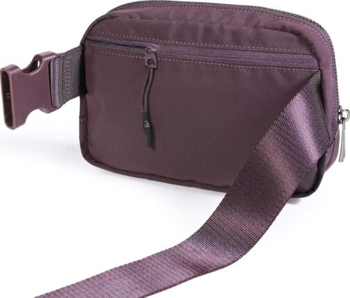 ODODOS Unisex Mini Belt Bag with Adjustable Strap Small Fanny Pack for Workout Running Traveling Hiking, Plum - Image 4