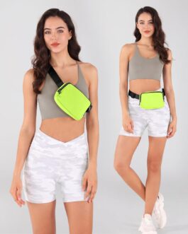 ODODOS Unisex Mini Belt Bag with Adjustable Strap Small Fanny Pack for Workout Running Traveling Hiking, Neon Green