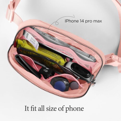 ODODOS Unisex Mini Belt Bag with Adjustable Strap Small Fanny Pack for Workout Running Traveling Hiking, Light Pink - Image 3