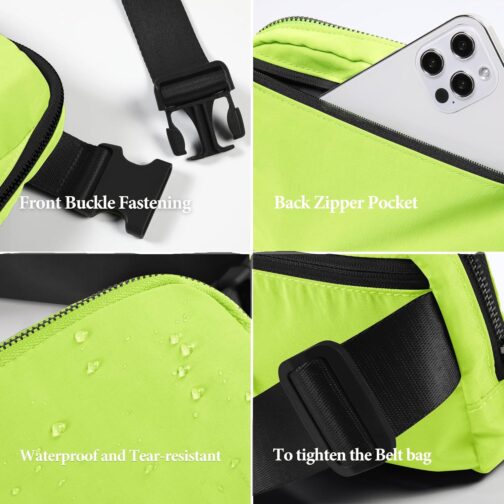 ODODOS Unisex Mini Belt Bag with Adjustable Strap Small Fanny Pack for Workout Running Traveling Hiking, Neon Green - Image 5