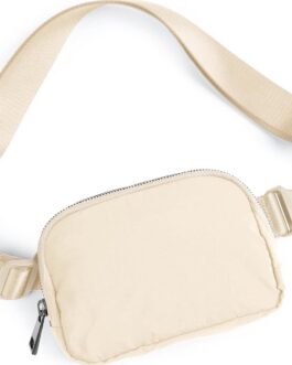 ODODOS Unisex Mini Belt Bag with Adjustable Strap Small Fanny Pack for Workout Running Traveling Hiking, Ivory