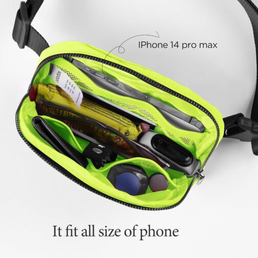 ODODOS Unisex Mini Belt Bag with Adjustable Strap Small Fanny Pack for Workout Running Traveling Hiking, Neon Green - Image 3