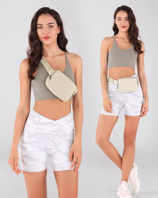 ODODOS Unisex Mini Belt Bag with Adjustable Strap Small Fanny Pack for Workout Running Traveling Hiking, Ivory - Image 2