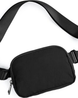 ODODOS Unisex Mini Belt Bag with Adjustable Strap Small Fanny Pack for Workout Running Traveling Hiking, Black