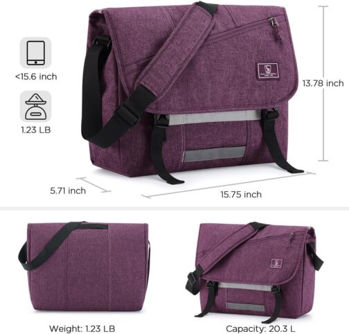 OIWAS Messenger Bag for Women, 15.6 Inch Laptop Crossbody Bags Men Casual Satchel Shoulder Bag College Travel Office Briefcase - Image 3