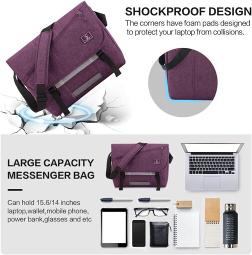 OIWAS Messenger Bag for Women, 15.6 Inch Laptop Crossbody Bags Men Casual Satchel Shoulder Bag College Travel Office Briefcase - Image 5