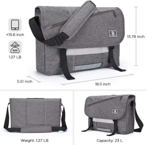 OIWAS 15.6" Laptop Messenger Bag for Men & Women, Casual College Satchel - Image 2