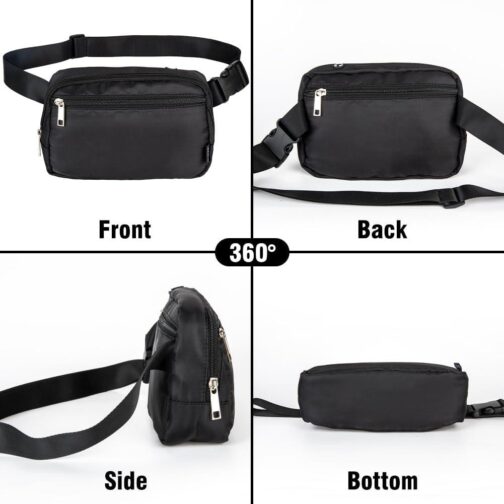 OLIKER Fanny Pack, Fanny Packs for Women Men, Fanny Pack Crossbody Bags for Women Men, Belt Bag Bum Bag with Adjustable Straps, Fashion Waist Packs for Sports Walking Running Travel Hiking (Black) - Image 3