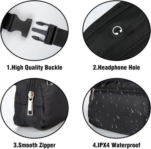 OLIKER Fanny Pack, Fanny Packs for Women Men, Fanny Pack Crossbody Bags for Women Men, Belt Bag Bum Bag with Adjustable Straps, Fashion Waist Packs for Sports Walking Running Travel Hiking (Black) - Image 5