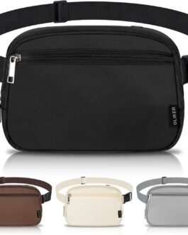OLIKER Fanny Pack, Fanny Packs for Women Men, Fanny Pack Crossbody Bags for Women Men, Belt Bag Bum Bag with Adjustable Straps, Fashion Waist Packs for Sports Walking Running Travel Hiking (Black)