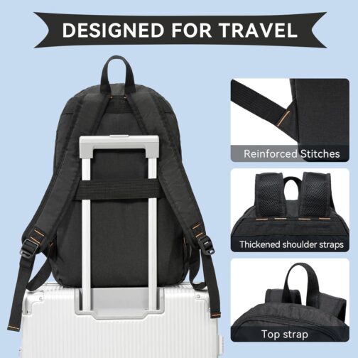OMOUBOI Casual Daypacks Superbreak Backpack 14 inch Laptop Backpack for Women and Men Fits Tourism Business (Black) - Image 8
