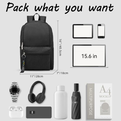 OMOUBOI Casual Daypacks Superbreak Backpack 14 inch Laptop Backpack for Women and Men Fits Tourism Business (Black) - Image 4