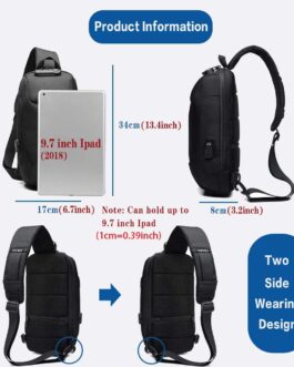 OZUKO Sling Backpack USB Anti-Theft Men’S Chest Bag Casual Shoulder Bag