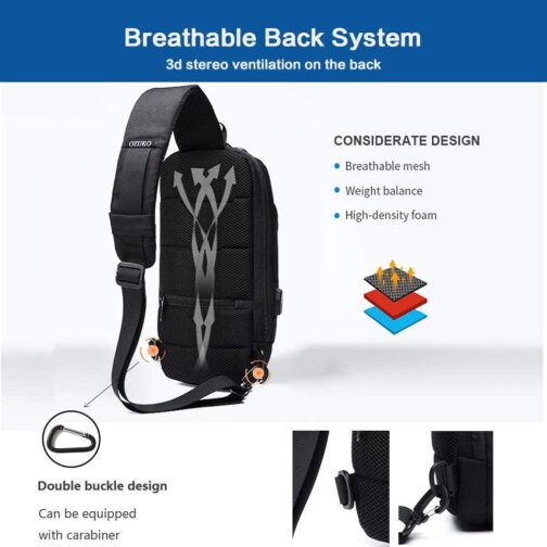 OZUKO Sling Backpack USB Anti-Theft Men'S Chest Bag Casual Shoulder Bag - Image 5