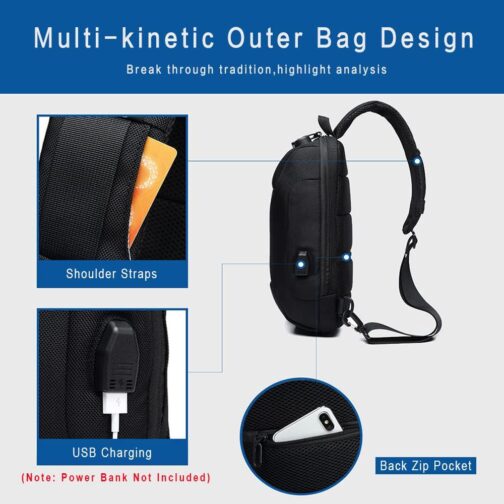 OZUKO Sling Backpack USB Anti-Theft Men'S Chest Bag Casual Shoulder Bag - Image 3