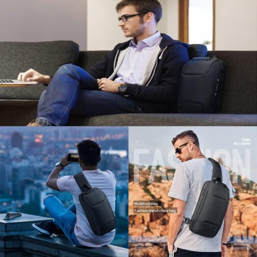 OZUKO Sling Backpack USB Anti-Theft Men'S Chest Bag Casual Shoulder Bag - Image 6