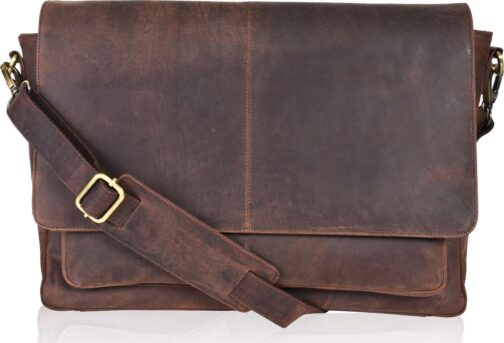 Oak Leathers Messenger Bag - Laptop Briefcase for College & Office, Adjustable