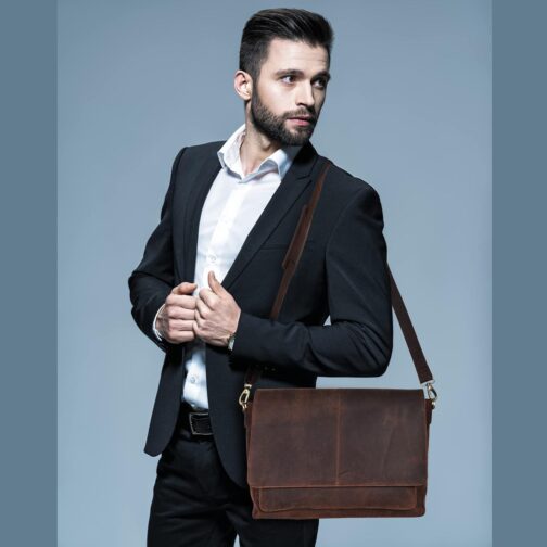 Oak Leathers Messenger Bag - Laptop Briefcase for College & Office, Adjustable - Image 7