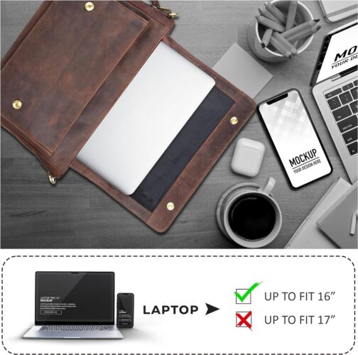 Oak Leathers Messenger Bag - Laptop Briefcase for College & Office, Adjustable - Image 4