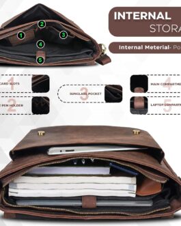 Oak Leathers Messenger Bag – Laptop Briefcase for College & Office, Adjustable