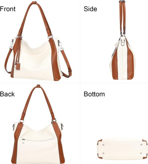 Over Earth Soft Leather Handbags for Women Shoulder Hobo Bag Large Tote Crossbody Bag - Image 5