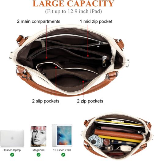 Over Earth Soft Leather Handbags for Women Shoulder Hobo Bag Large Tote Crossbody Bag - Image 7