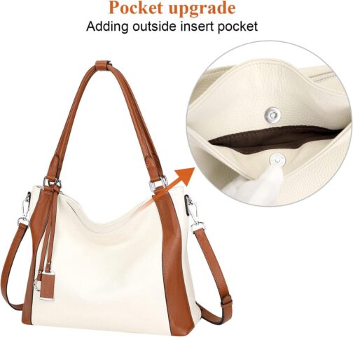 Over Earth Soft Leather Handbags for Women Shoulder Hobo Bag Large Tote Crossbody Bag - Image 3