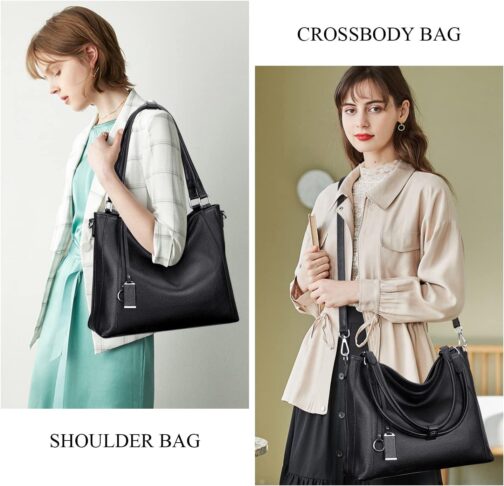 Over Earth Soft Leather Handbags for Women Shoulder Hobo Bag Large Tote Crossbody Bag - Image 4