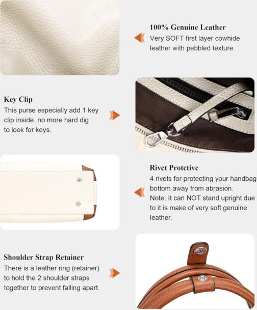 Over Earth Soft Leather Handbags for Women Shoulder Hobo Bag Large Tote Crossbody Bag - Image 8
