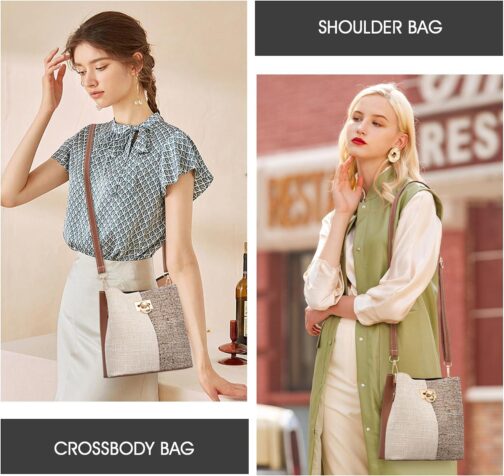 PINCNEL Cross Body Bag Purses for Women - PU Leather Crossbody Bucket Bag with Adjustable Shoulder Strap, Multiple Pockets - Image 6
