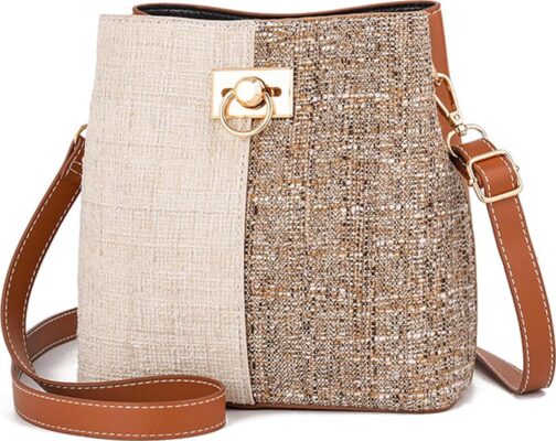 PINCNEL Cross Body Bag Purses for Women - PU Leather Crossbody Bucket Bag with Adjustable Shoulder Strap, Multiple Pockets