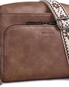 POIUGOYA Crossbody Purses for Women Trendy,Soft Leather Medium Crossbody Bag,Women’s Shoulder Purse Built in Wallet and Tassel