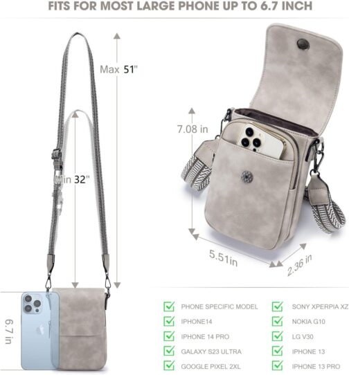 POIUGOYA Small Crossbody Bags for Women Trendy,Leather Triple Compartment Cell Phone Crossbody Wallet Purses with Card Slots - Image 6