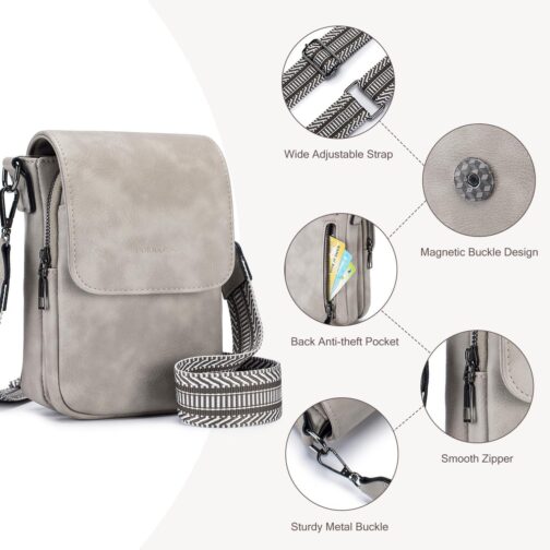 POIUGOYA Small Crossbody Bags for Women Trendy,Leather Triple Compartment Cell Phone Crossbody Wallet Purses with Card Slots - Image 5