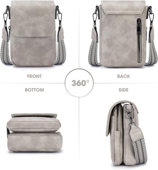 POIUGOYA Small Crossbody Bags for Women Trendy,Leather Triple Compartment Cell Phone Crossbody Wallet Purses with Card Slots - Image 3
