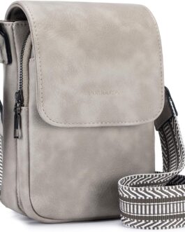 POIUGOYA Small Crossbody Bags for Women Trendy,Leather Triple Compartment Cell Phone Crossbody Wallet Purses with Card Slots