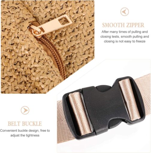 PRETYZOOM Hip Bag 1pc waist bag Chest Bag Waist Pouch Cross- body Pouch Imitation Straw Woven Waist simulation straw chest bag Bag fanny pack Belt Bags Dark Brown - Image 9